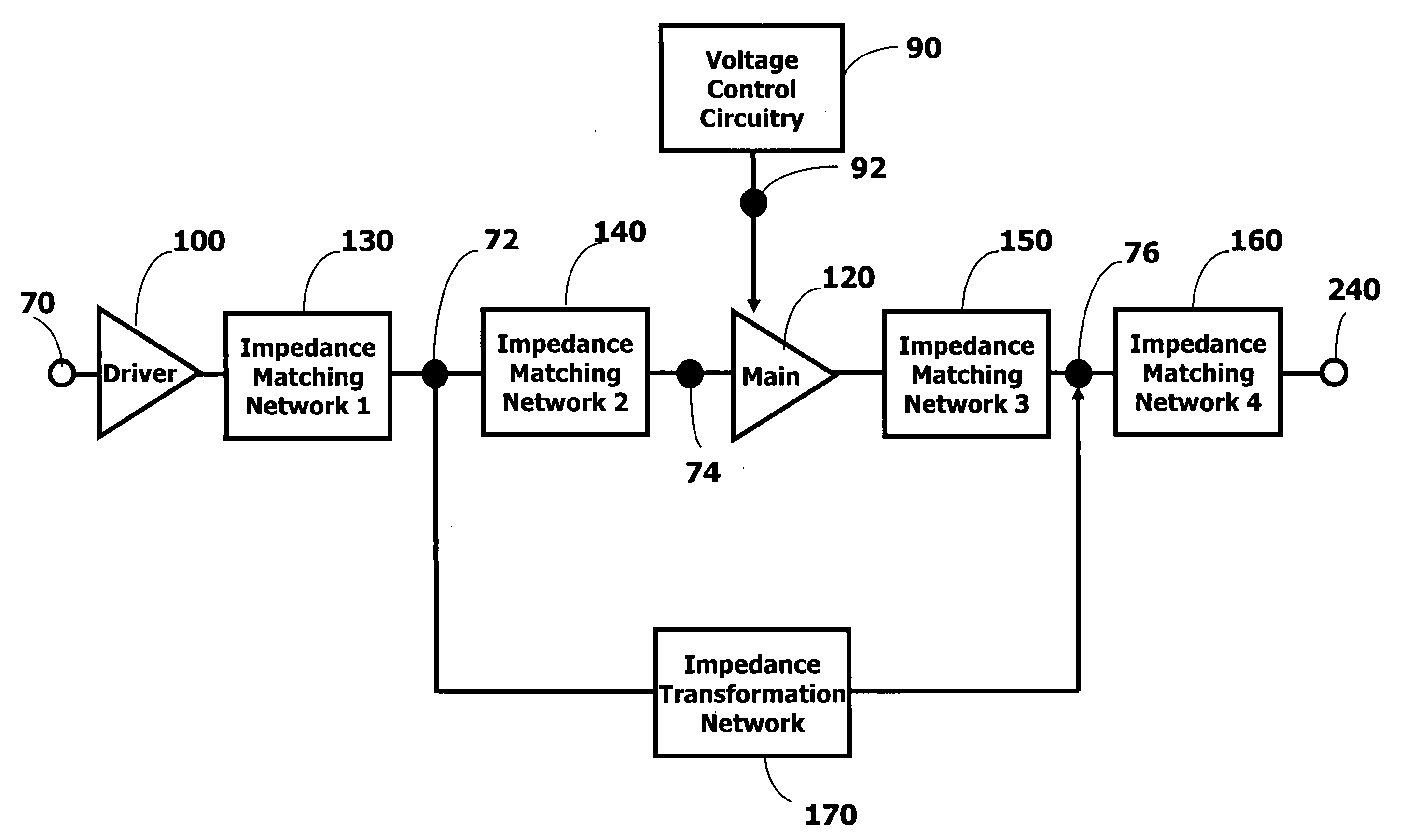 Multiple power mode amplifier with bias modulation option and without bypass switches