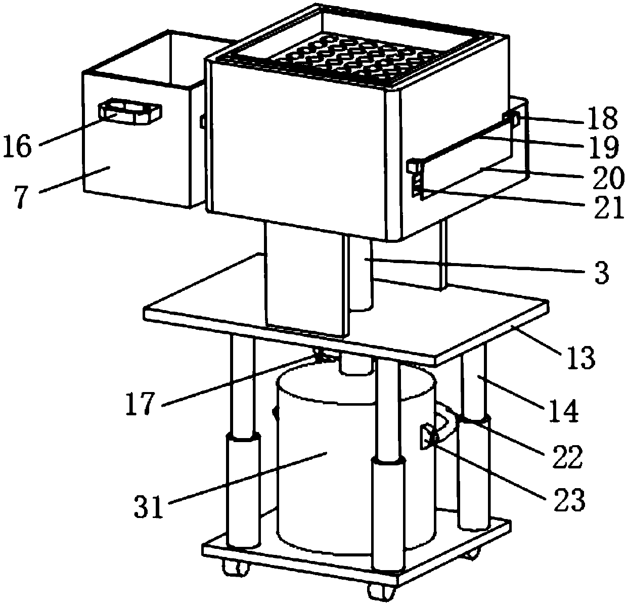 Powder sieving device suitable for powder bed type metal 3D printing equipment