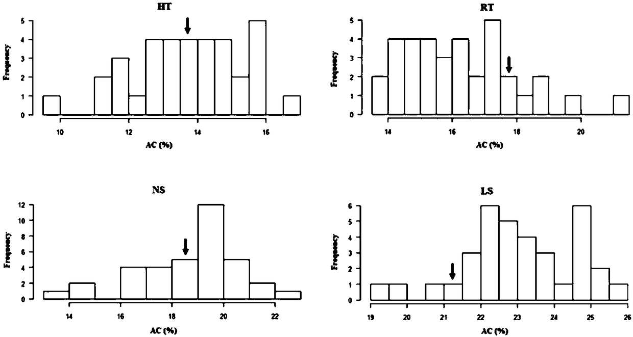 Genetic identification and molecular marker-assisted breeding method for rice amylose content QTL site qSAC3