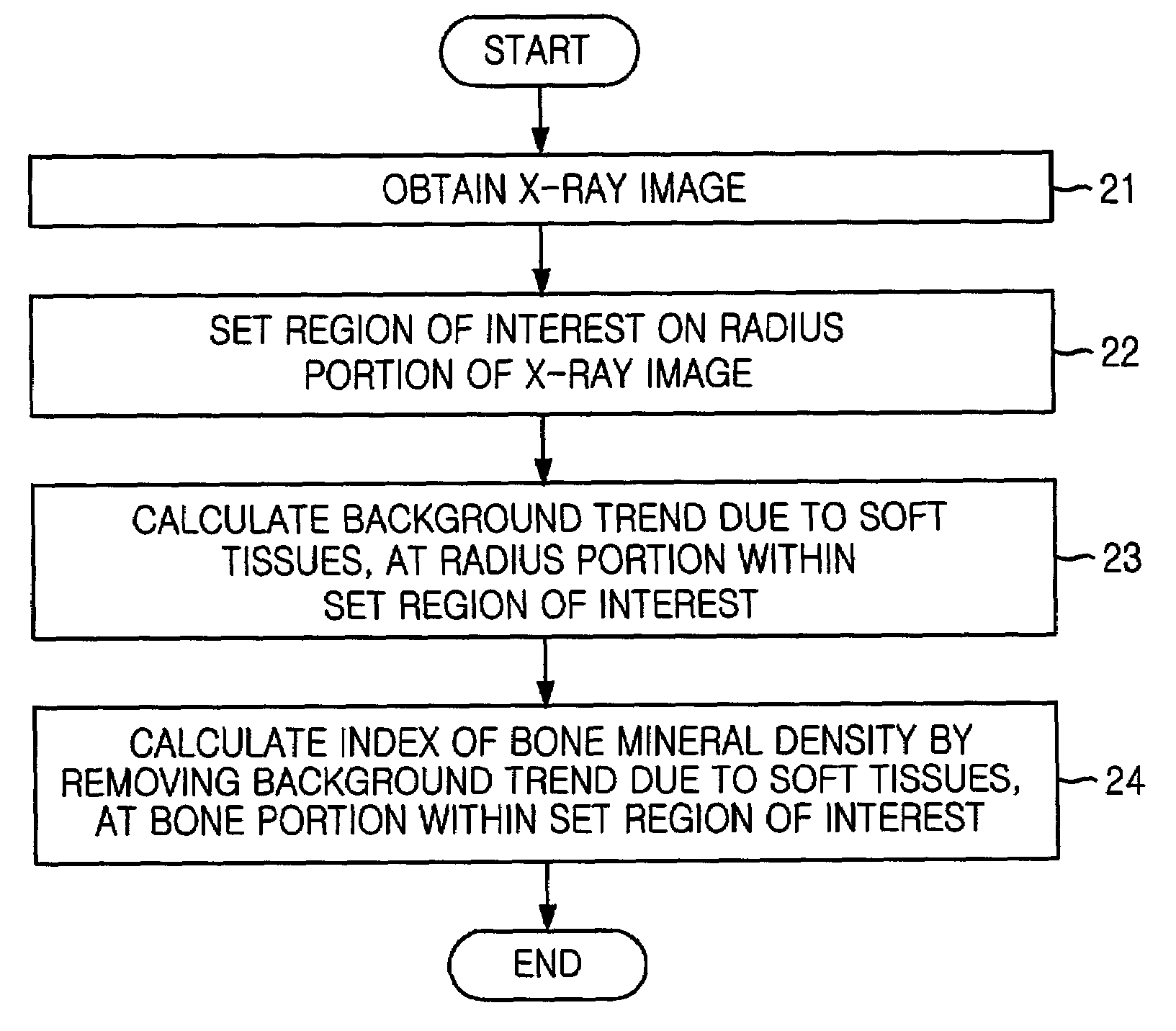 Method for measuring bone mineral density by using X-ray image