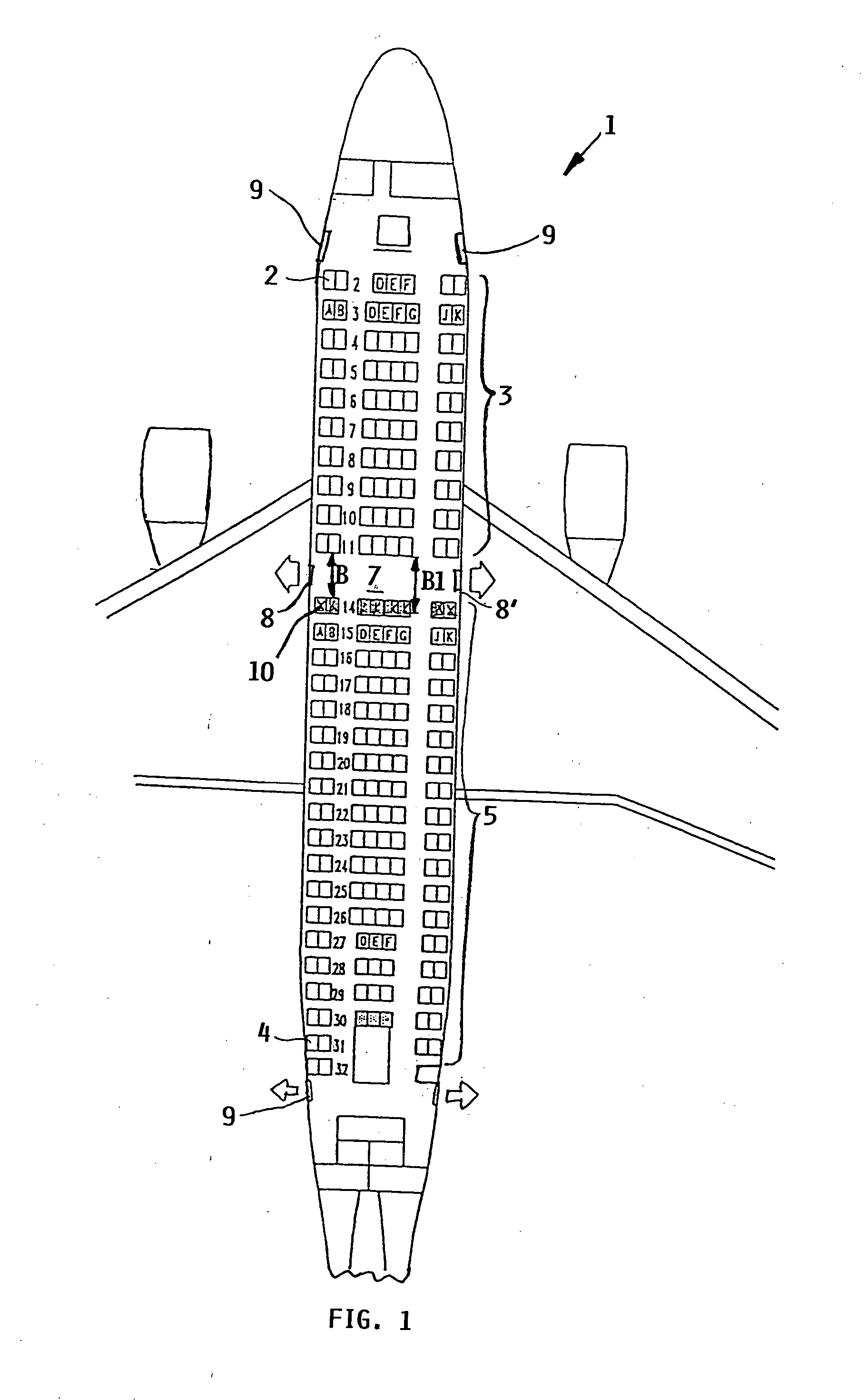 Seating arrangement especially adjoining an emergency exit in an aircraft passenger cabin