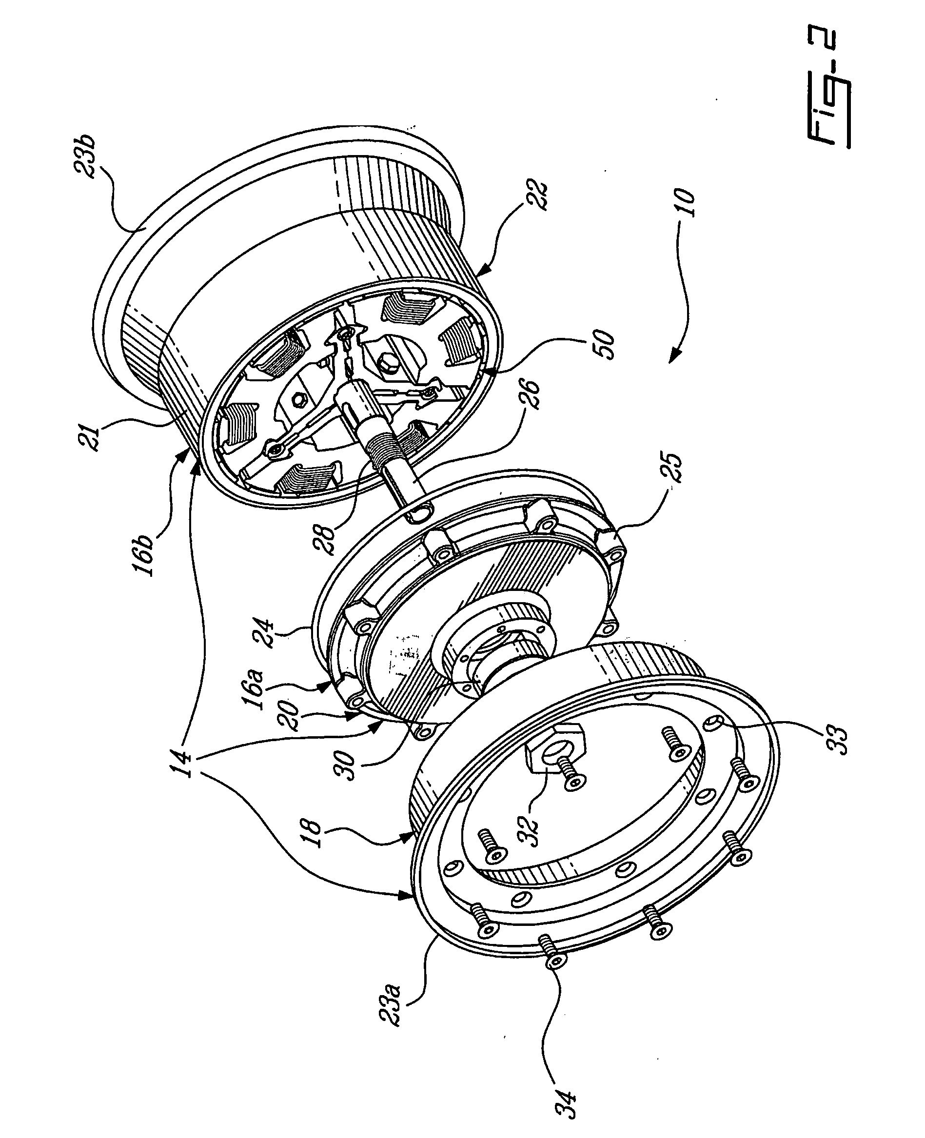 Multi-phase electrical motor for use in a wheel