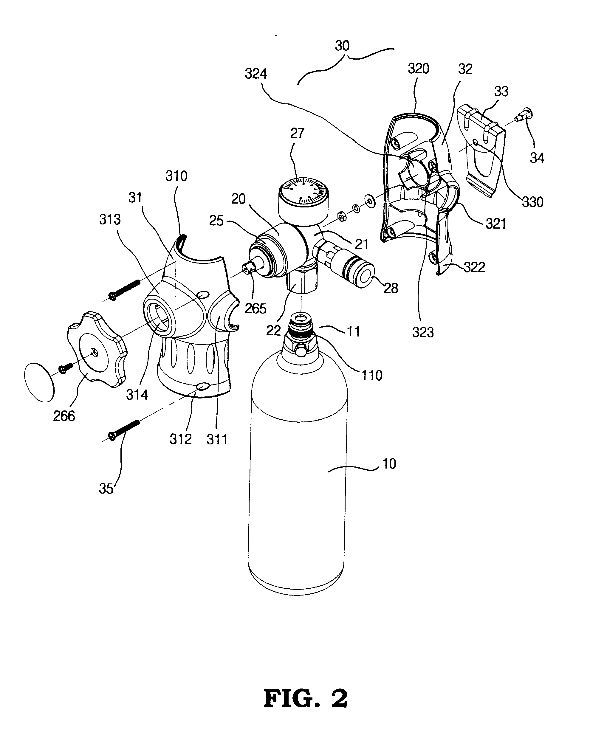 Portable device for supplying compressed CO2 from a pressure vessel to a pneumatic tool