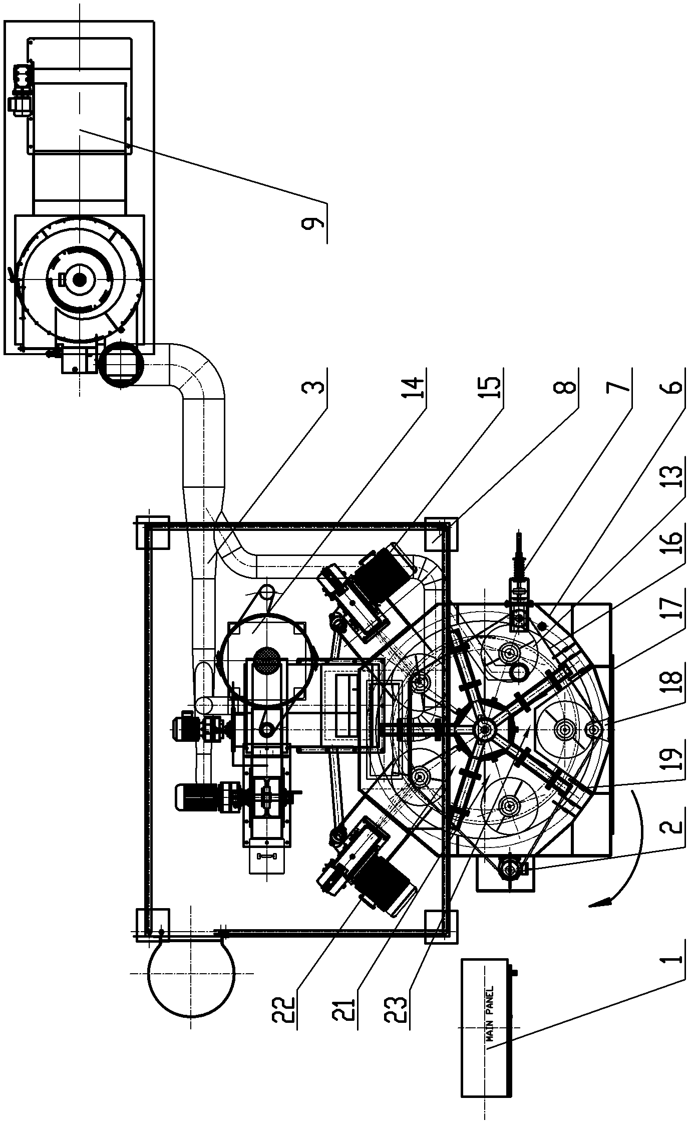 Reinforced shot blast machine for multi-position turntable