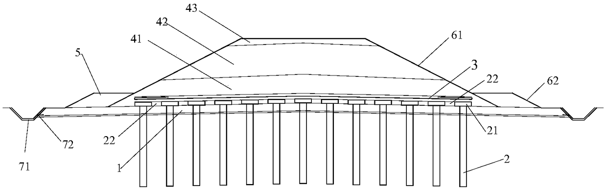 A ballastless track embankment structure in salt-rich soft saline soil area