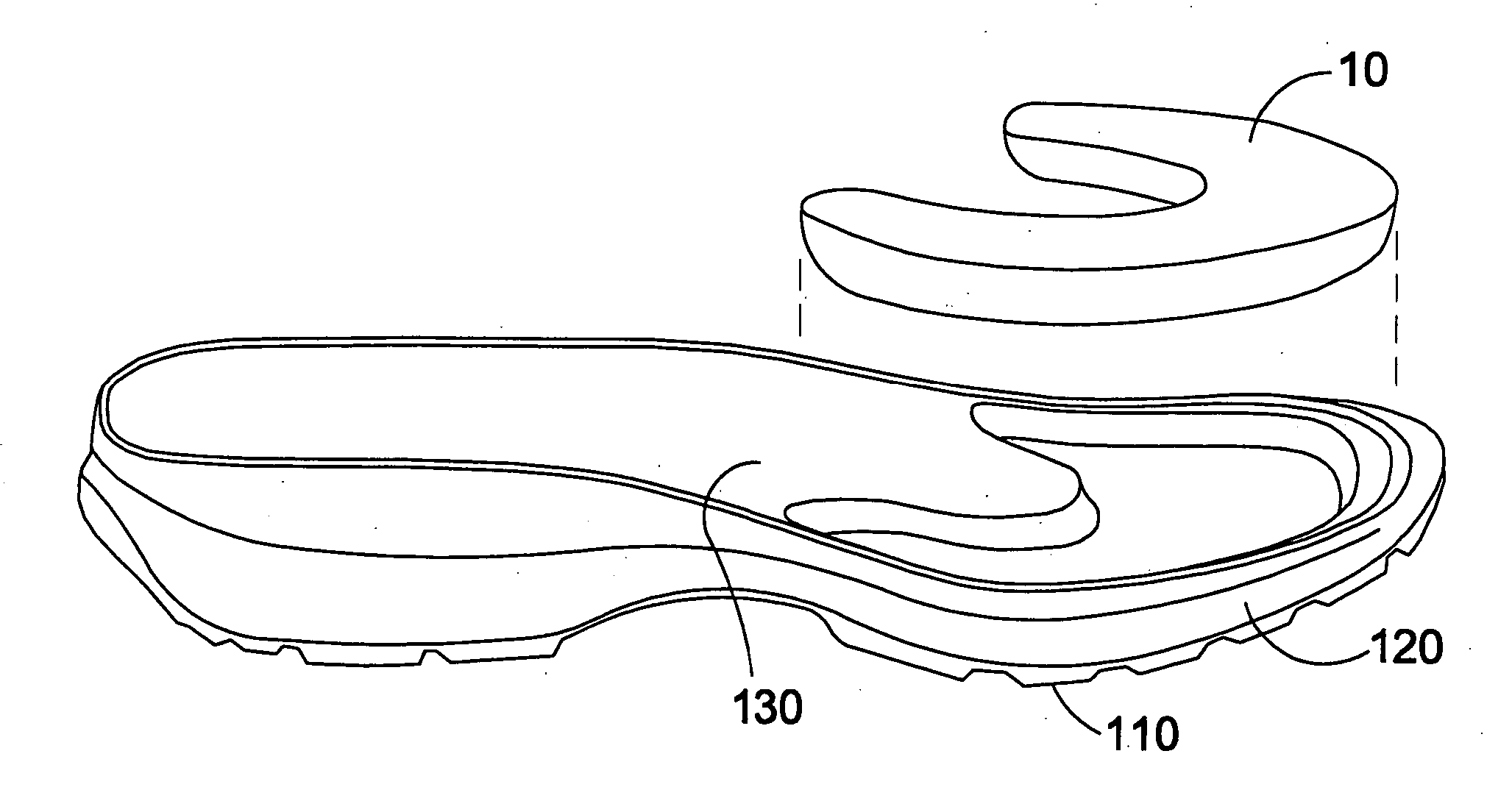 Shoe sole to improve walking, sensory response of the toes, and help develop leg muscles