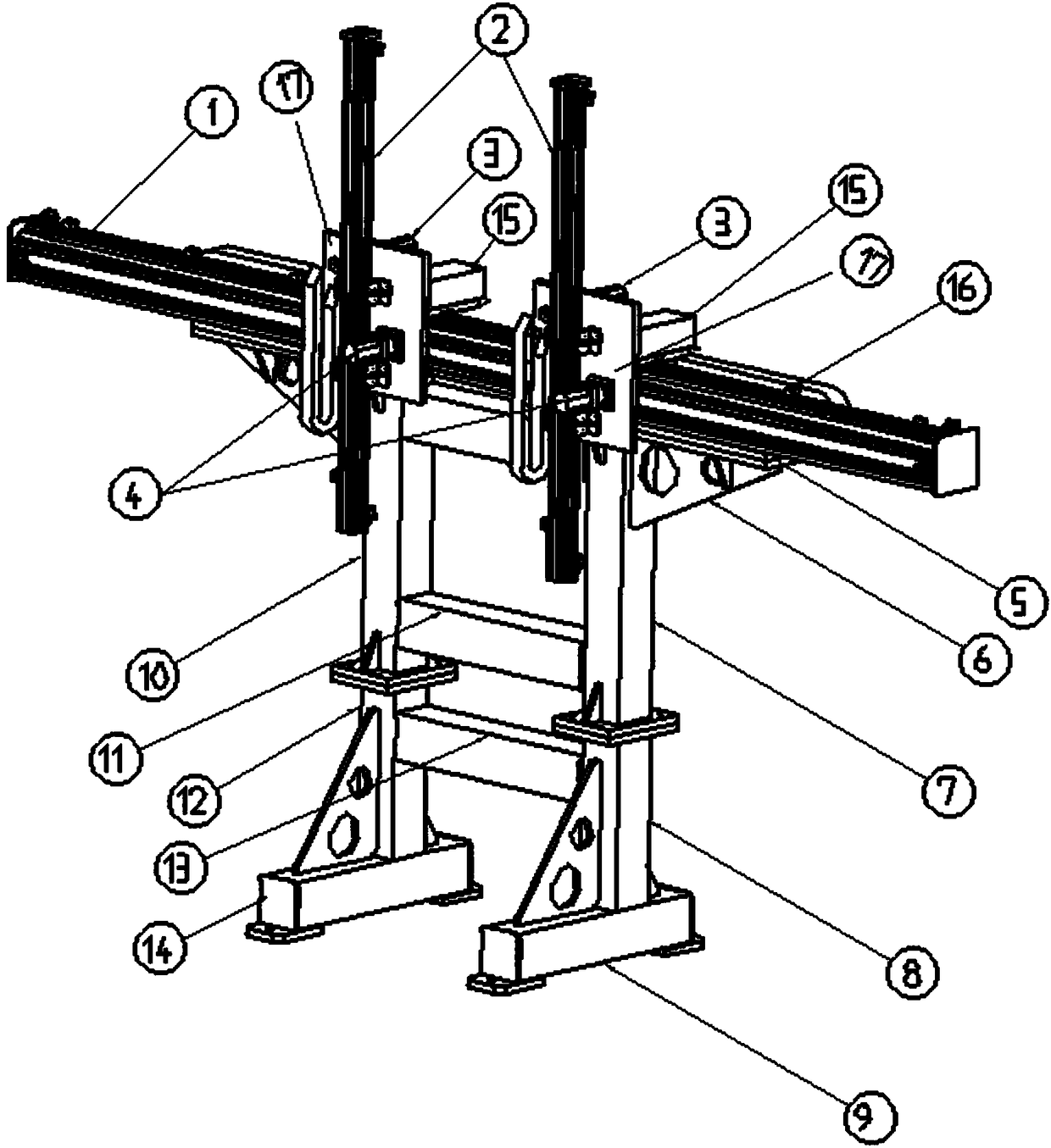 Robot controlling device with double-wing truss