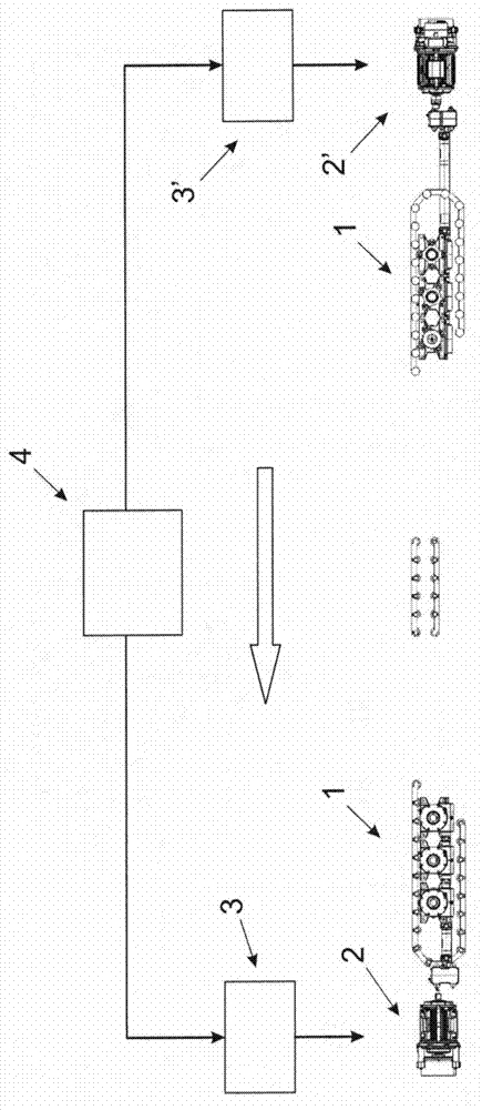 Drive system for driving moving walkways