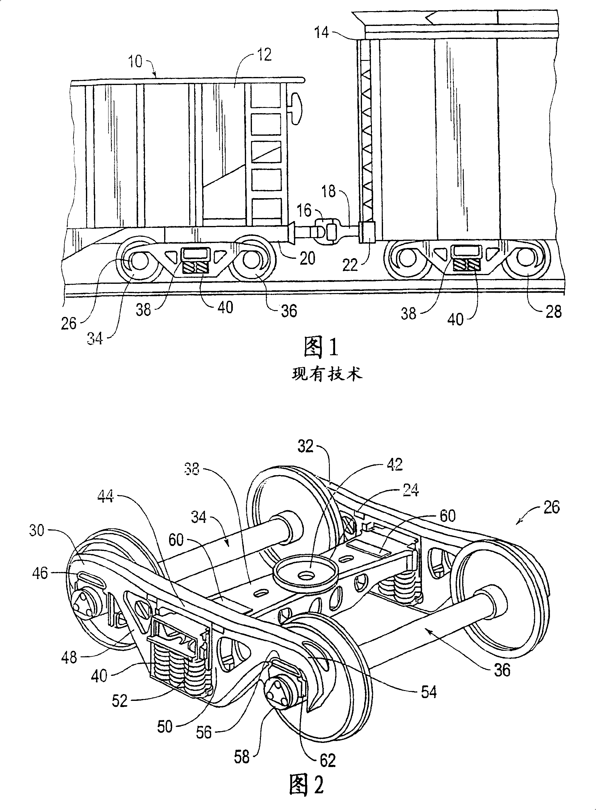 Ride control constant contact side bearing arrangement