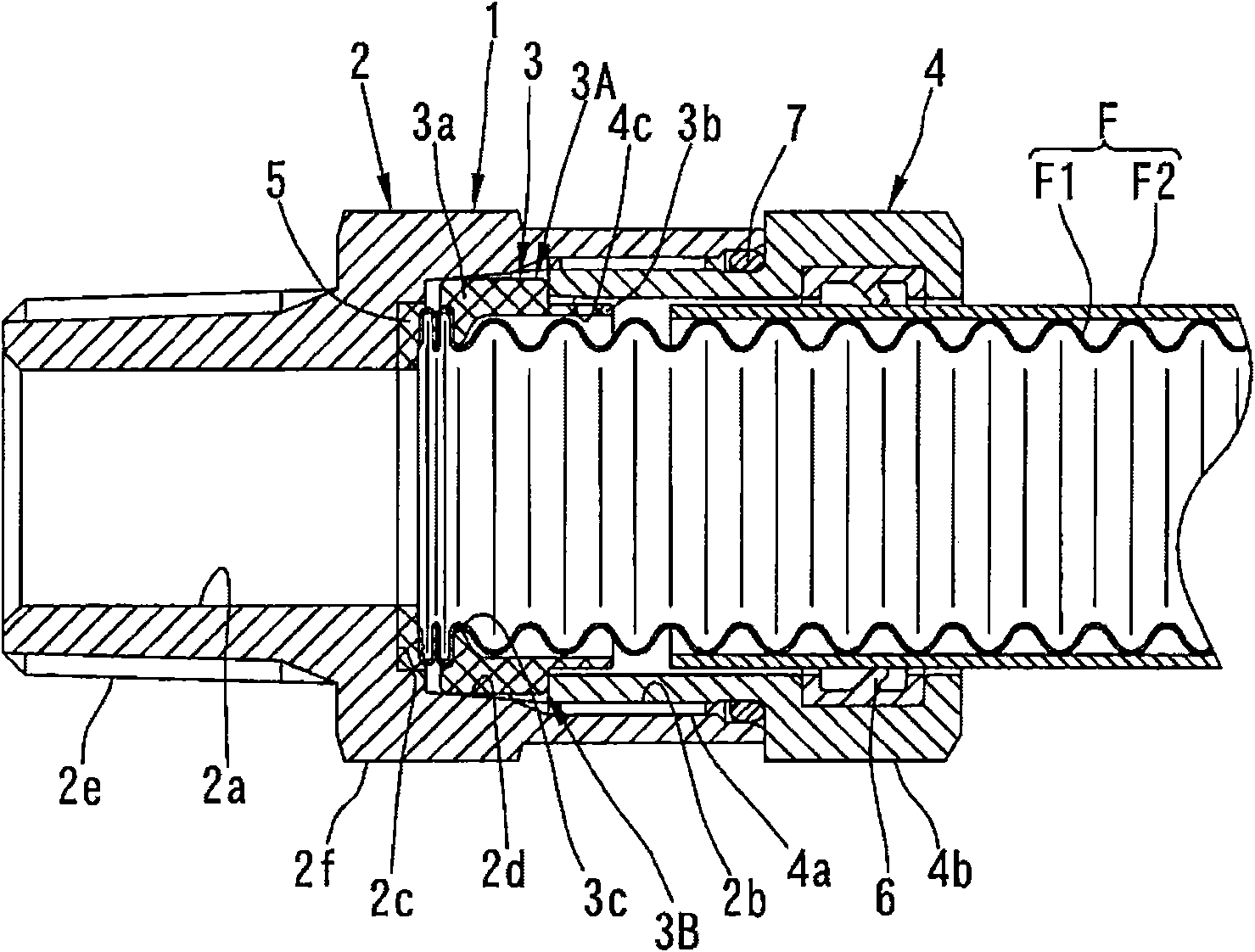 Connecting device for flexible gas tube