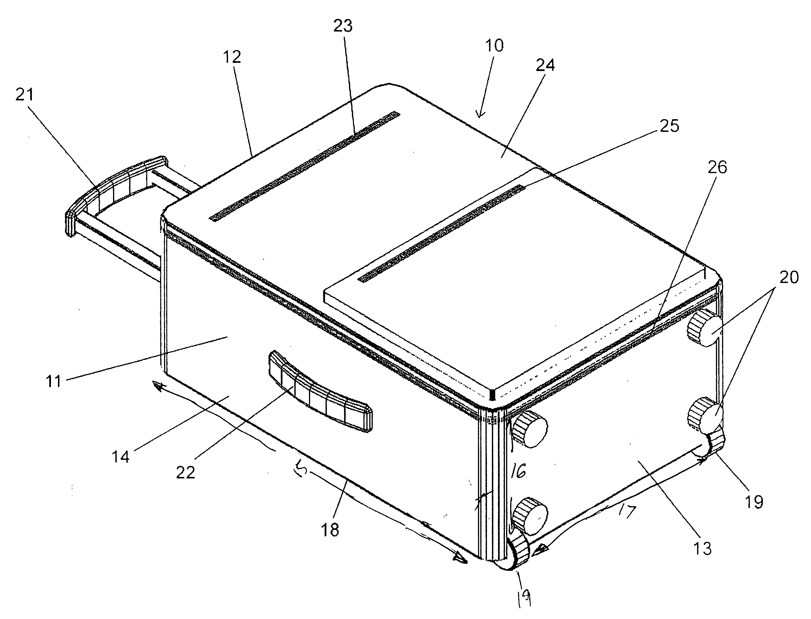 Container with built-in weighing device