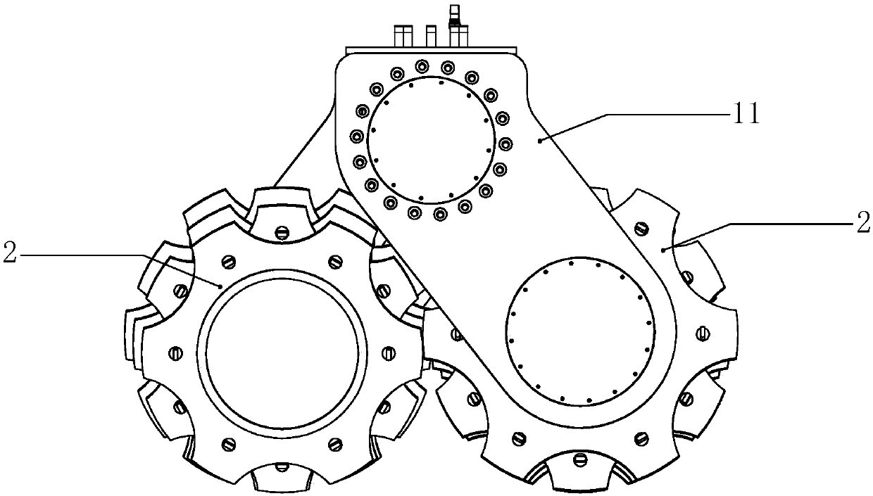 Double-wheel milling power head and double-wheel milling deep stirring machine