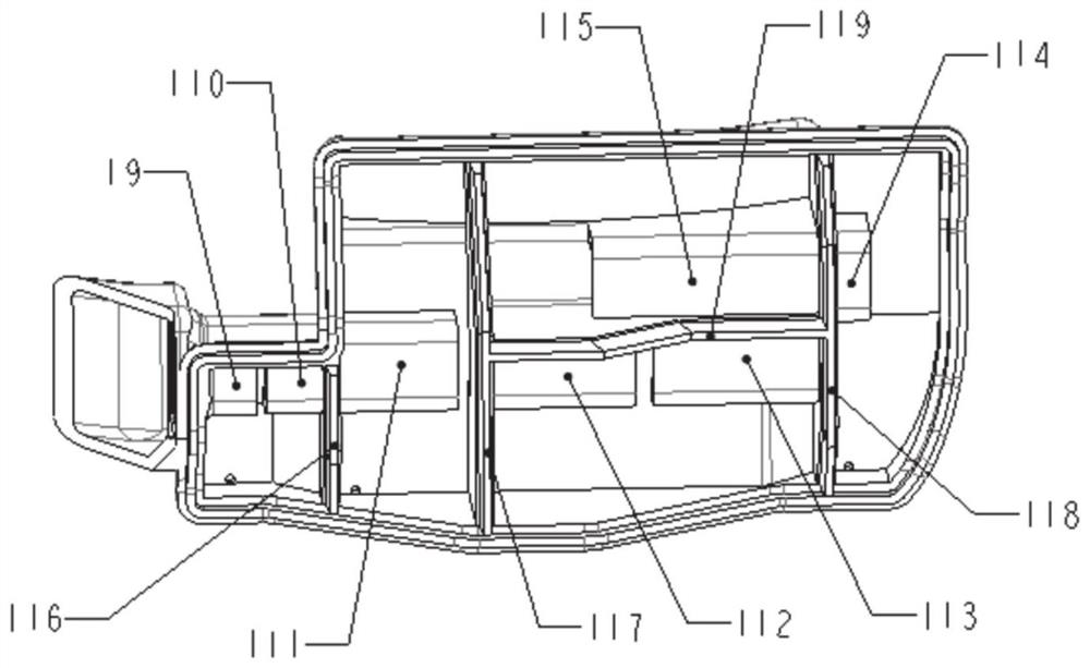 Compressor five-cavity air suction muffler and compressor