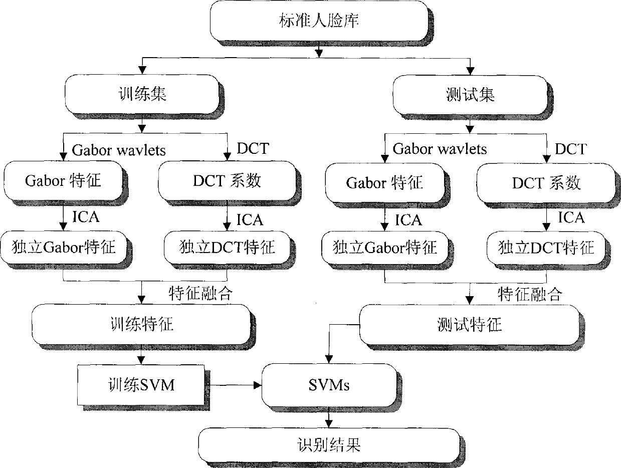 Human face identification method based on independent characteristic fusion