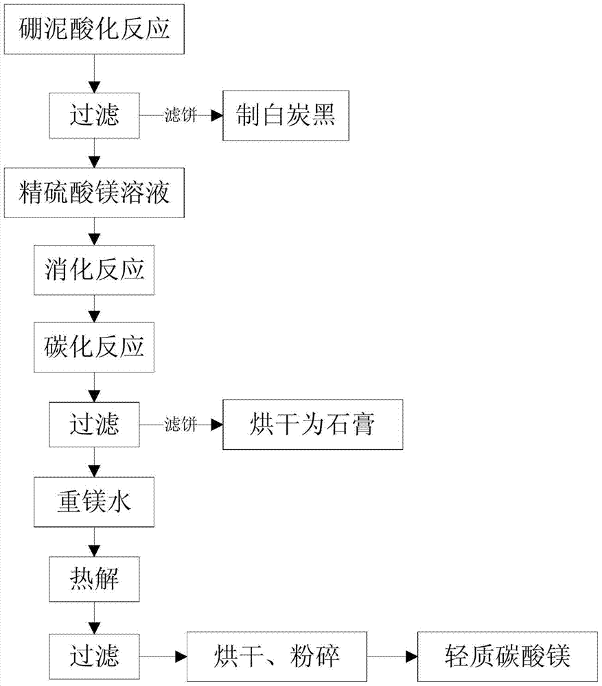 A kind of light magnesium carbonate prepared by borate method and its production method and application