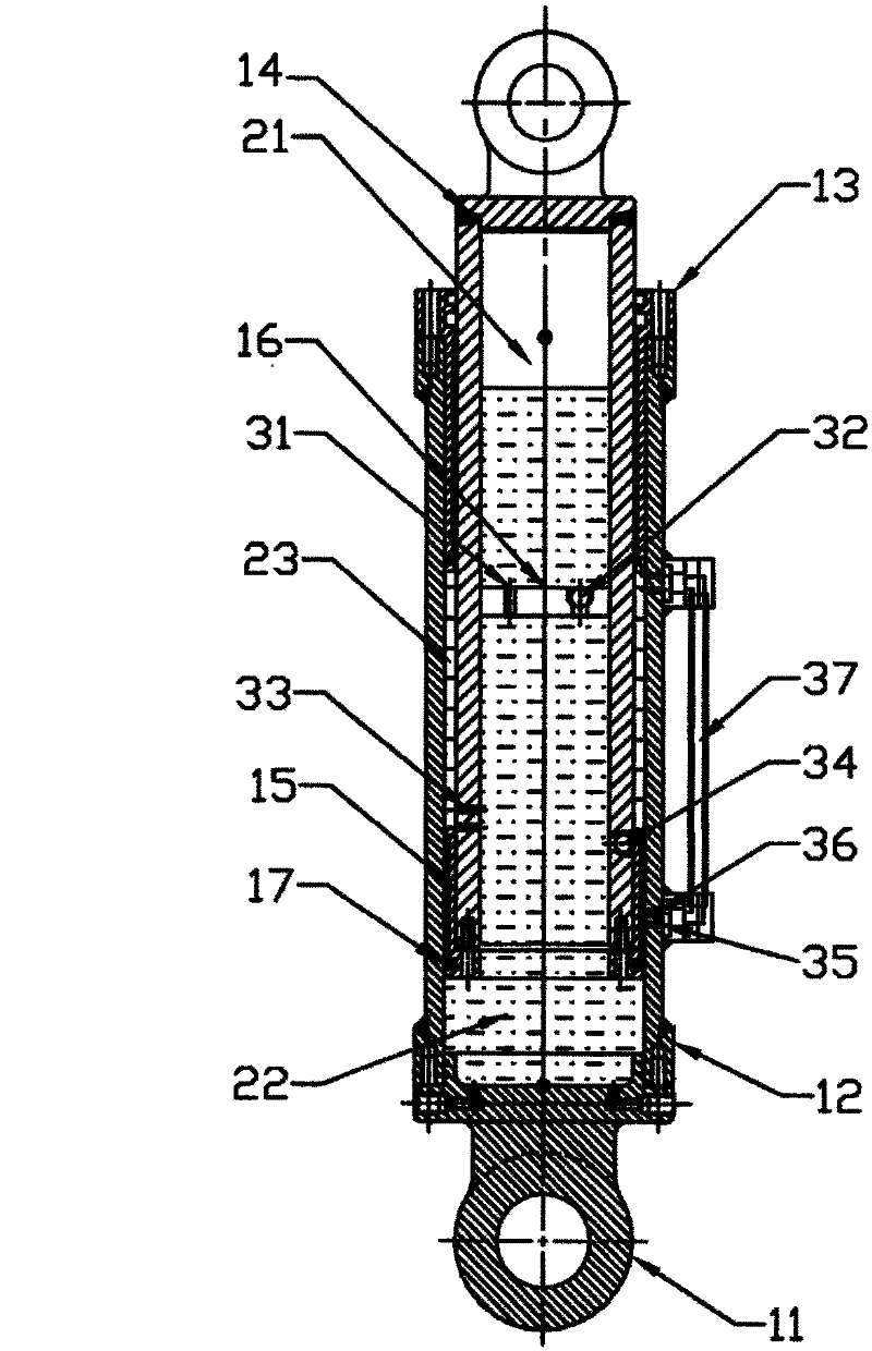 Empty/full load self-adaptive pressure compensation oil-pneumatic suspension cylinder