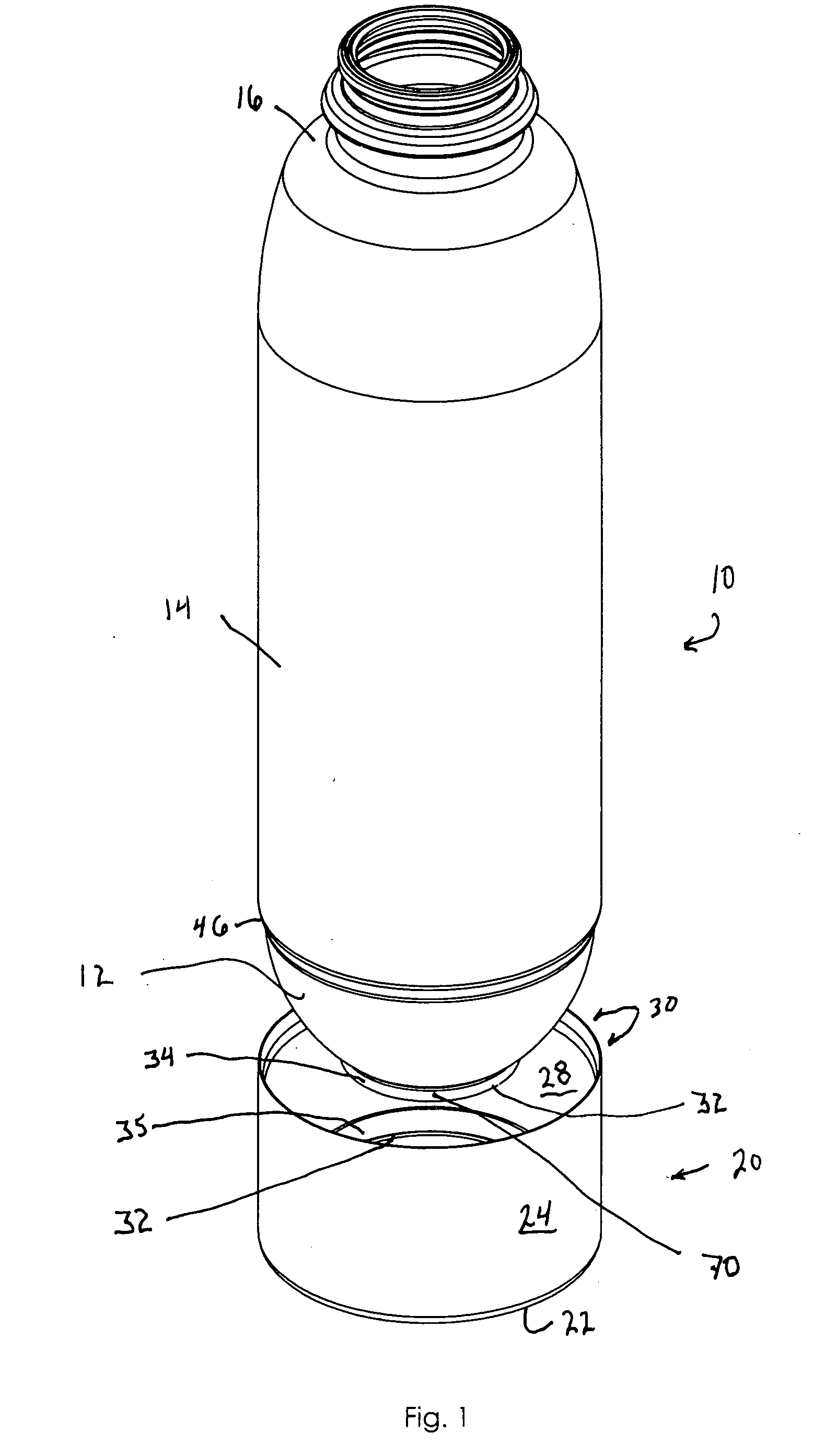 Base cup for a supportable pressurizable container