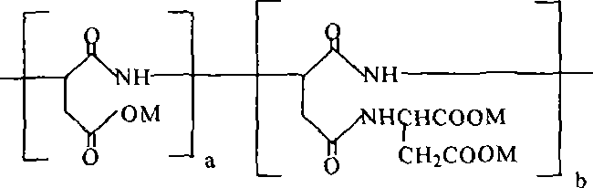 Biodegradable scale inhibitor-carboxylic acid base-containing poly-asparagic acid derivant and method for producing the same