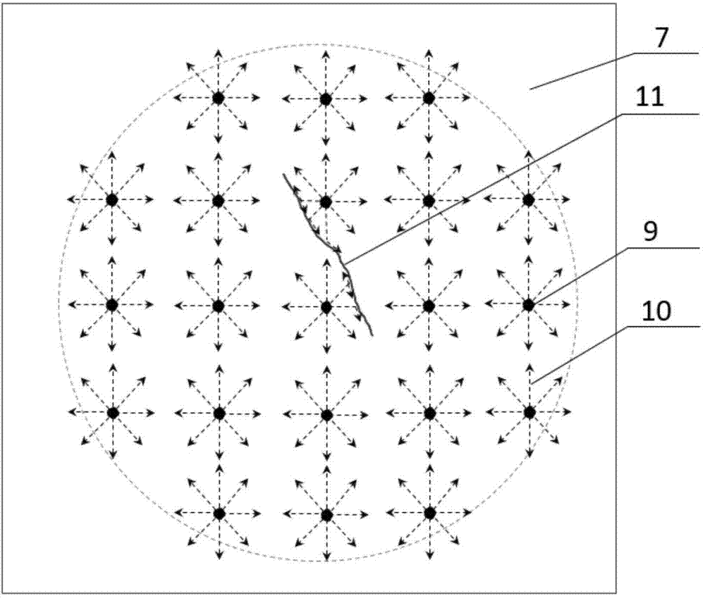 Infrared nondestructive testing and imaging method based on array laser source and used for structure surface cracks