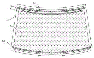 Laminated electric heating auto glass with transverse transition zones