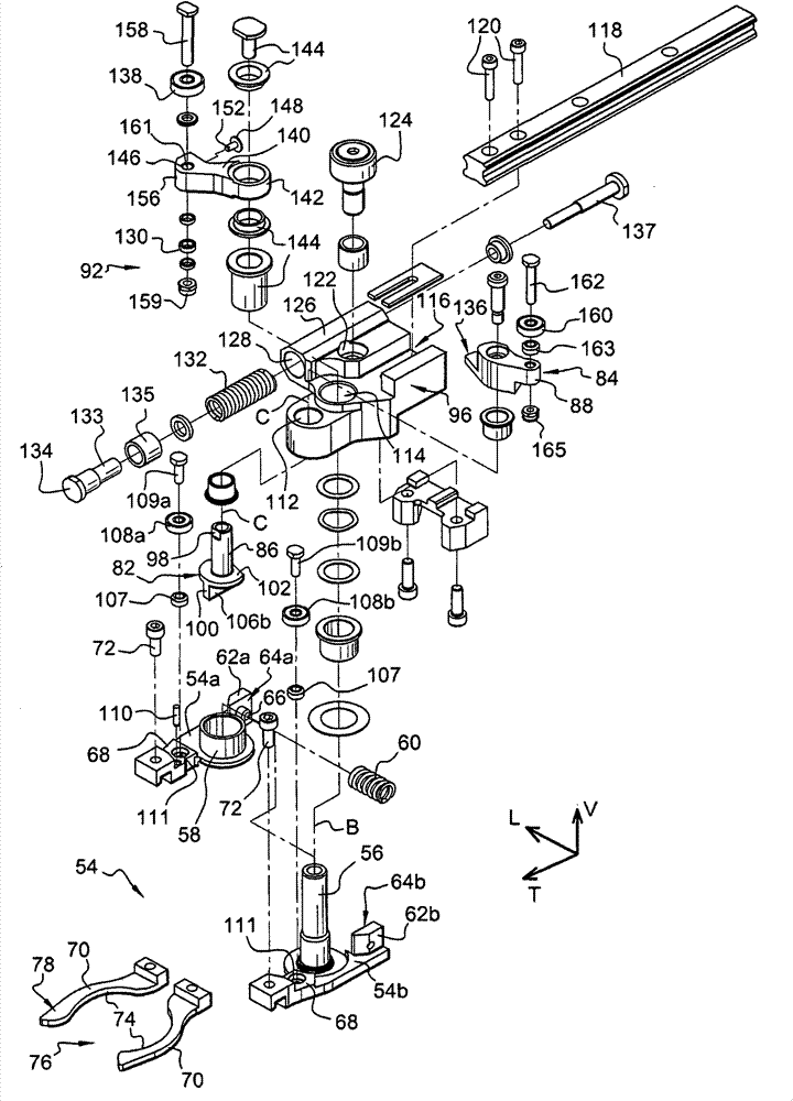 Transfer device and linear-type apparatus for the manufacture of containers