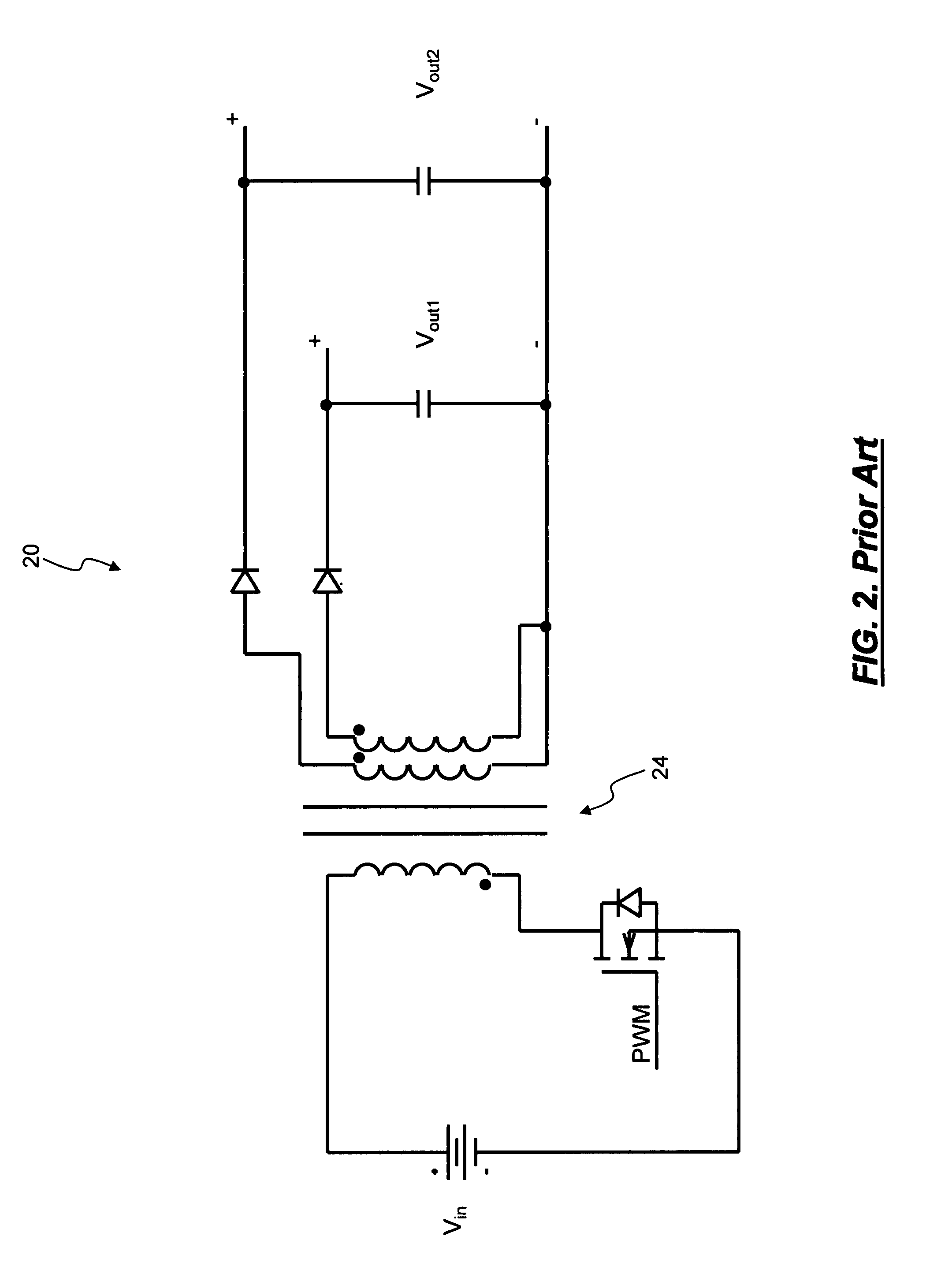 Flyback converter providing simplified control of rectifier MOSFETS when utilizing both stacked secondary windings and synchronous rectification