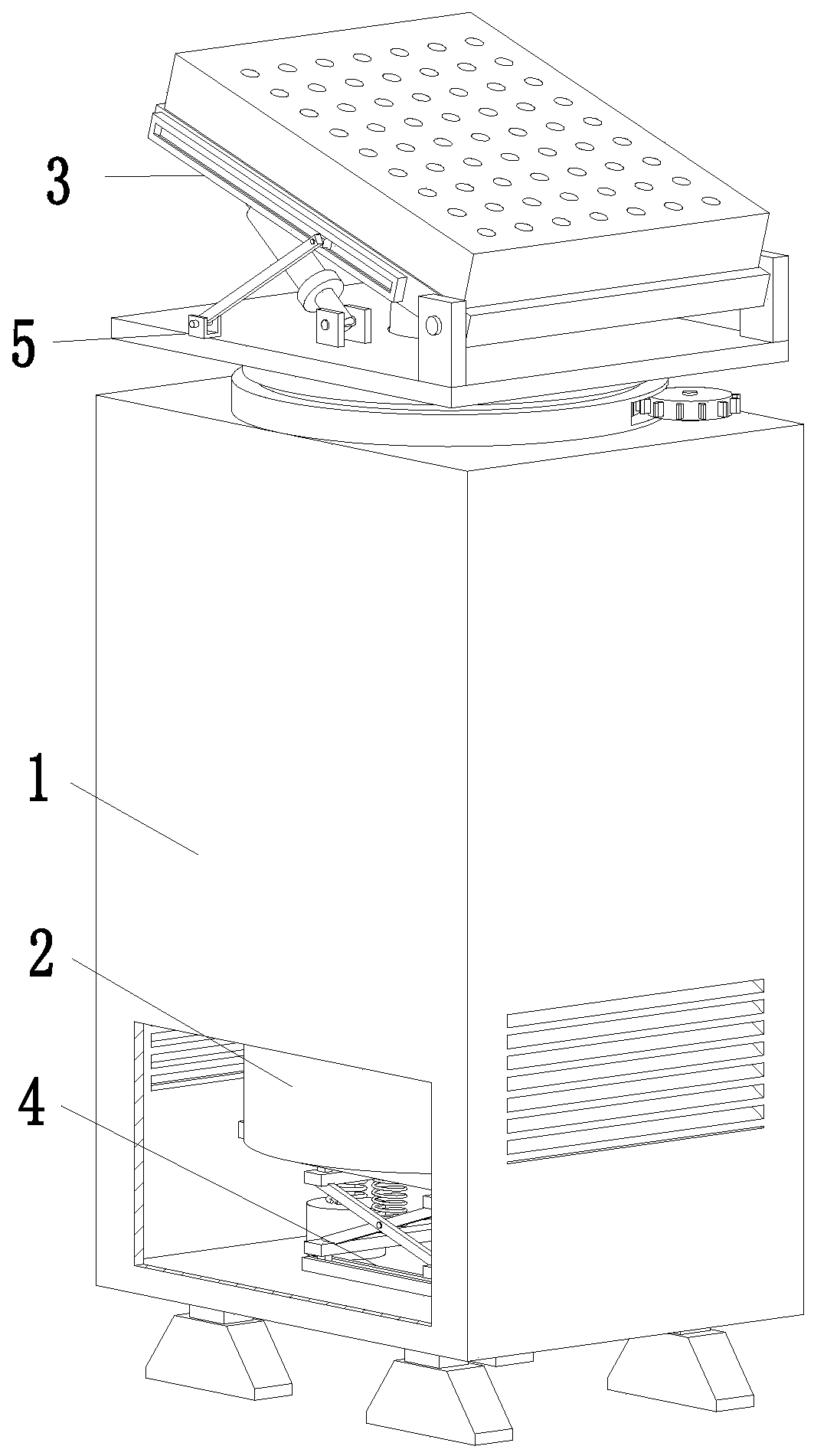 An adjustable angle shock-absorbing dehumidifier