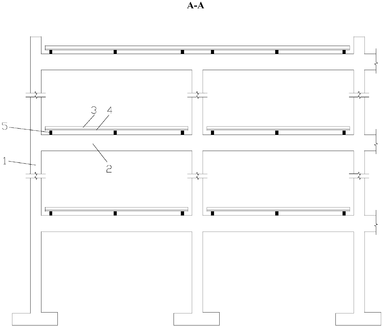 Beam and board separating type layering shock isolation structure