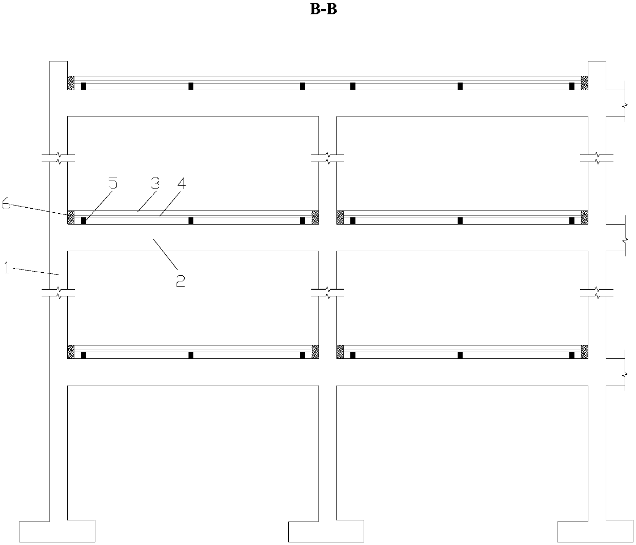 Beam and board separating type layering shock isolation structure