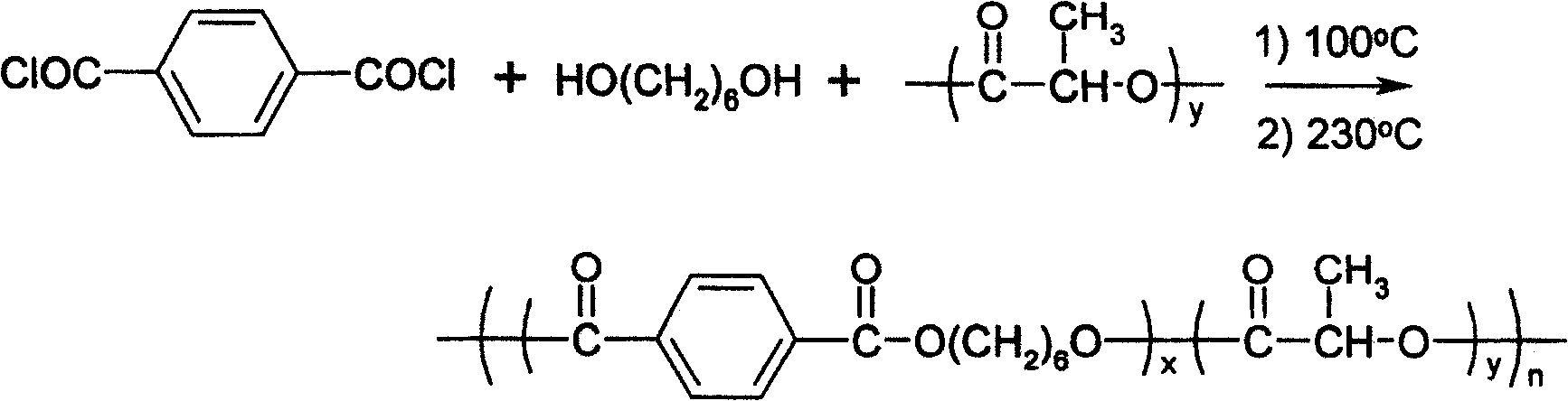 Synthesis of degradable aromatic/fatty copolymer ester by in-situ ester