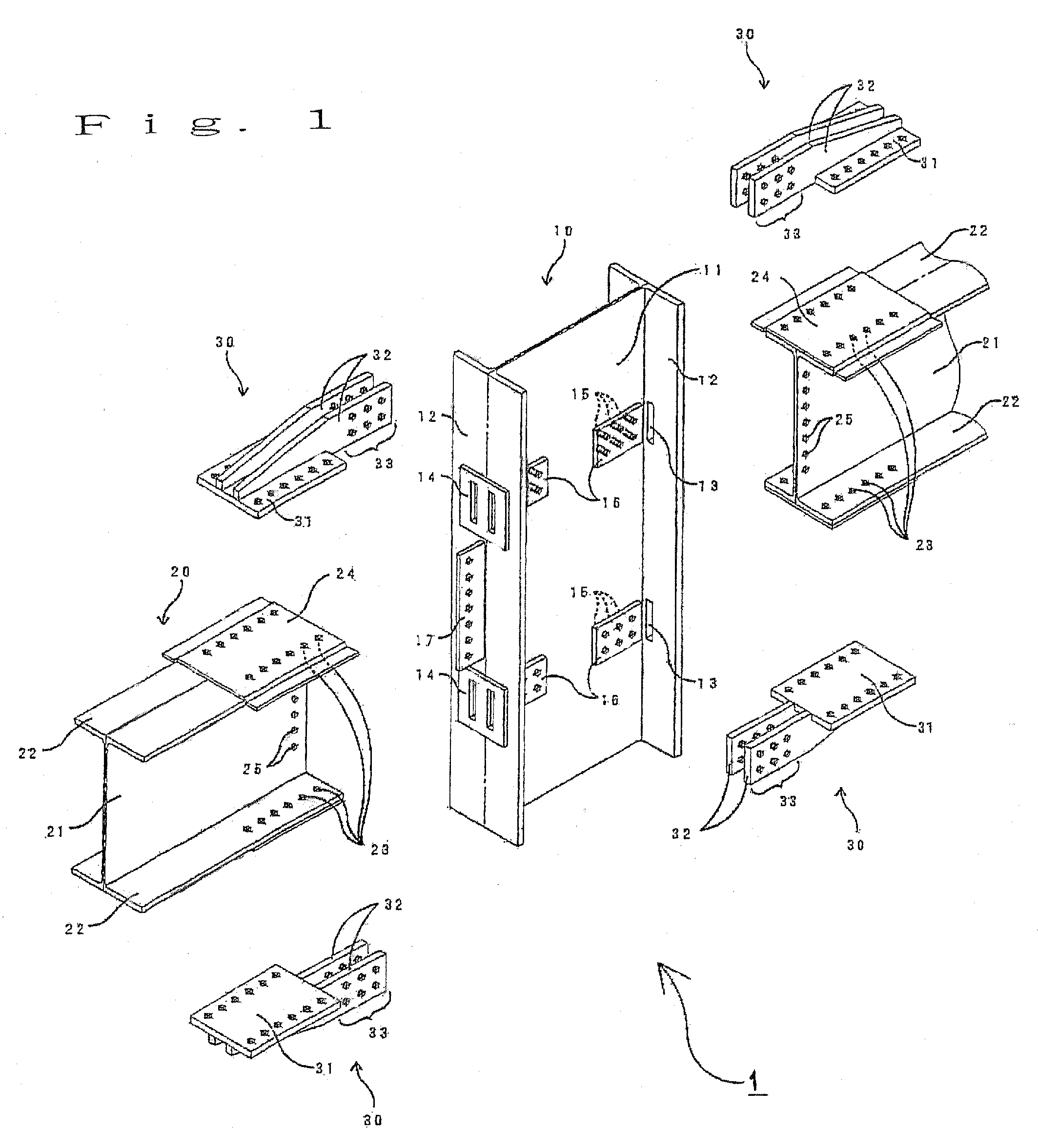 Connecting structure for steel frame columns and steel frame girders