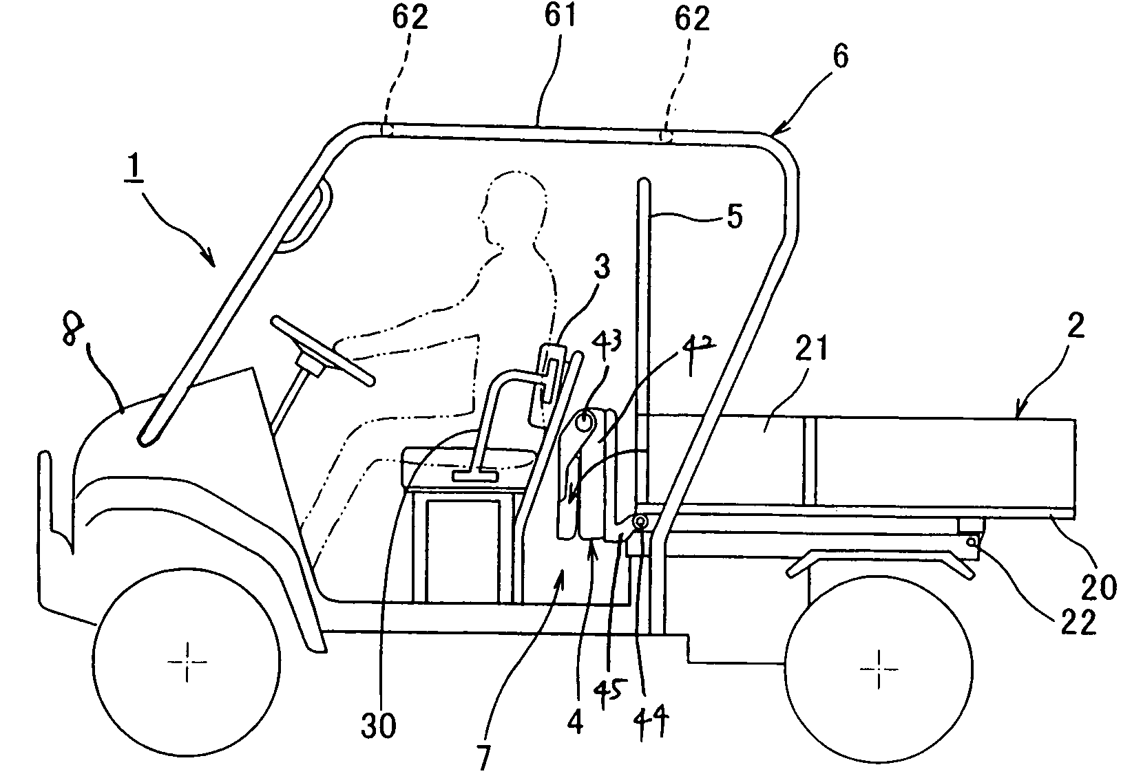 Pick-up style utility vehicle with adjustable cargo bed