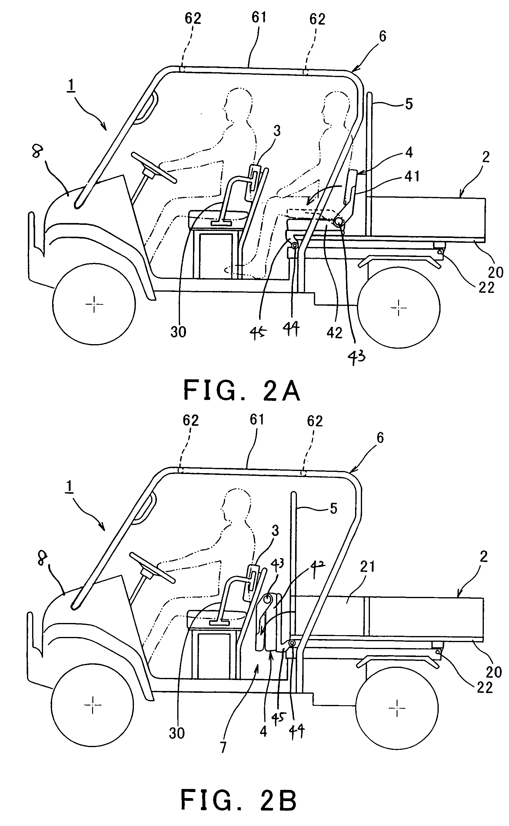 Pick-up style utility vehicle with adjustable cargo bed