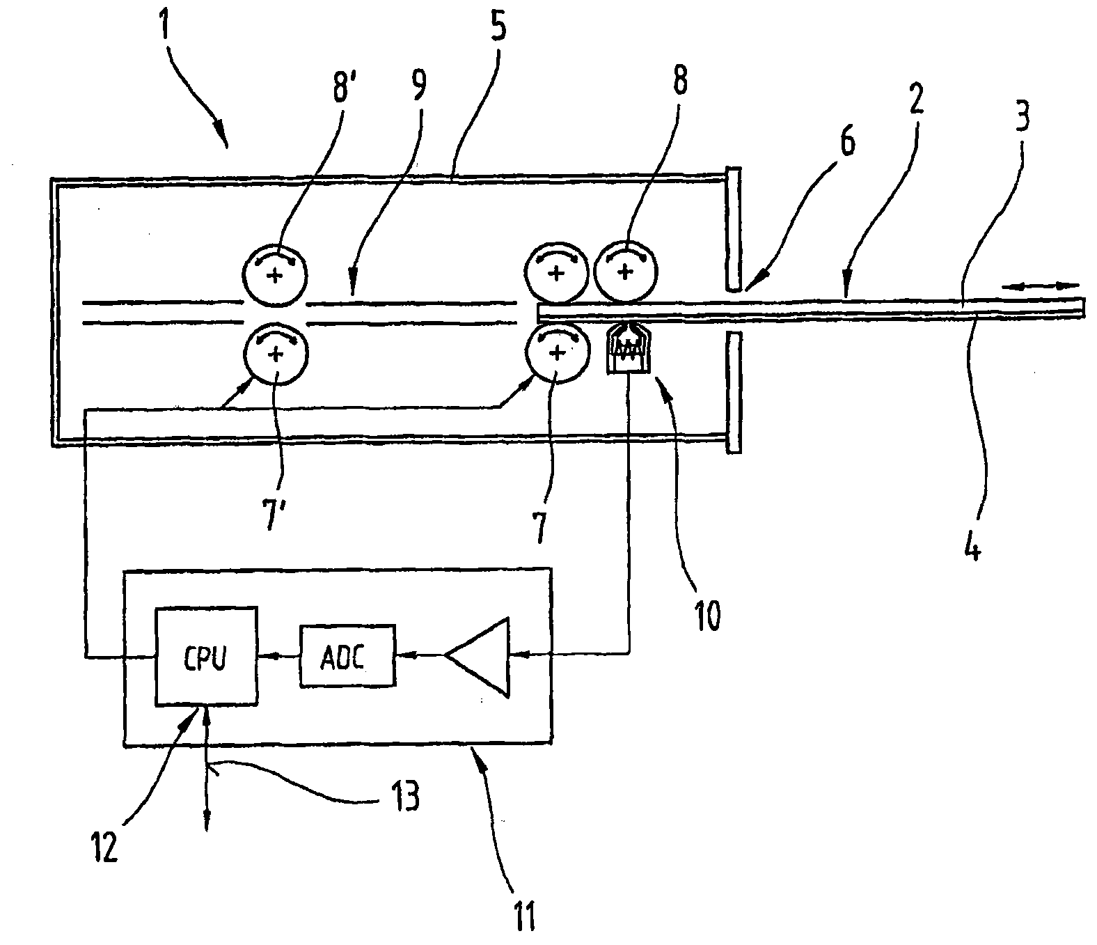 Method and device for protecting a reading device for card-shaped data carriers from unauthorized evaluation or copying of magnetically encoded data of an inserted card-shaped data carrier