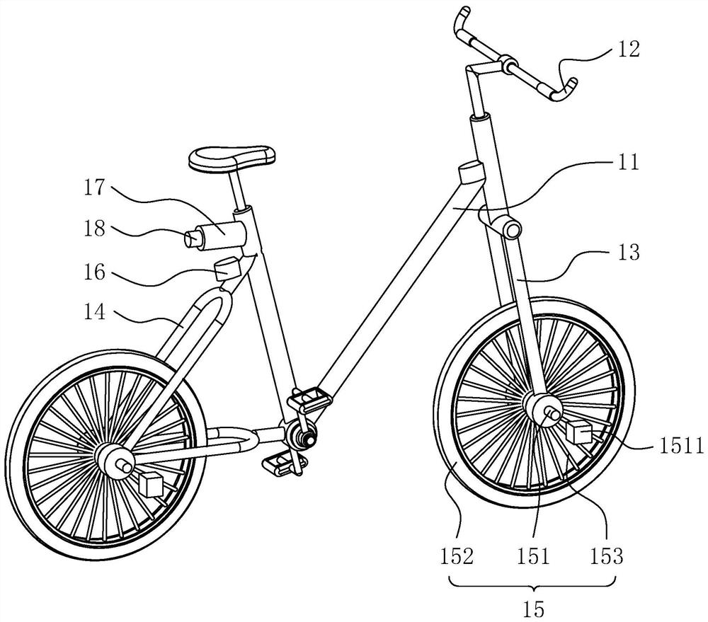 Shared bicycle, shared bicycle garage and shared bicycle parking and taking control method