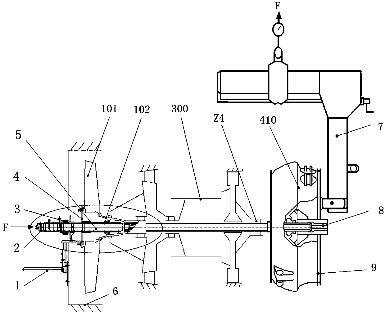 Aviation engine low-pressure turbine installation device