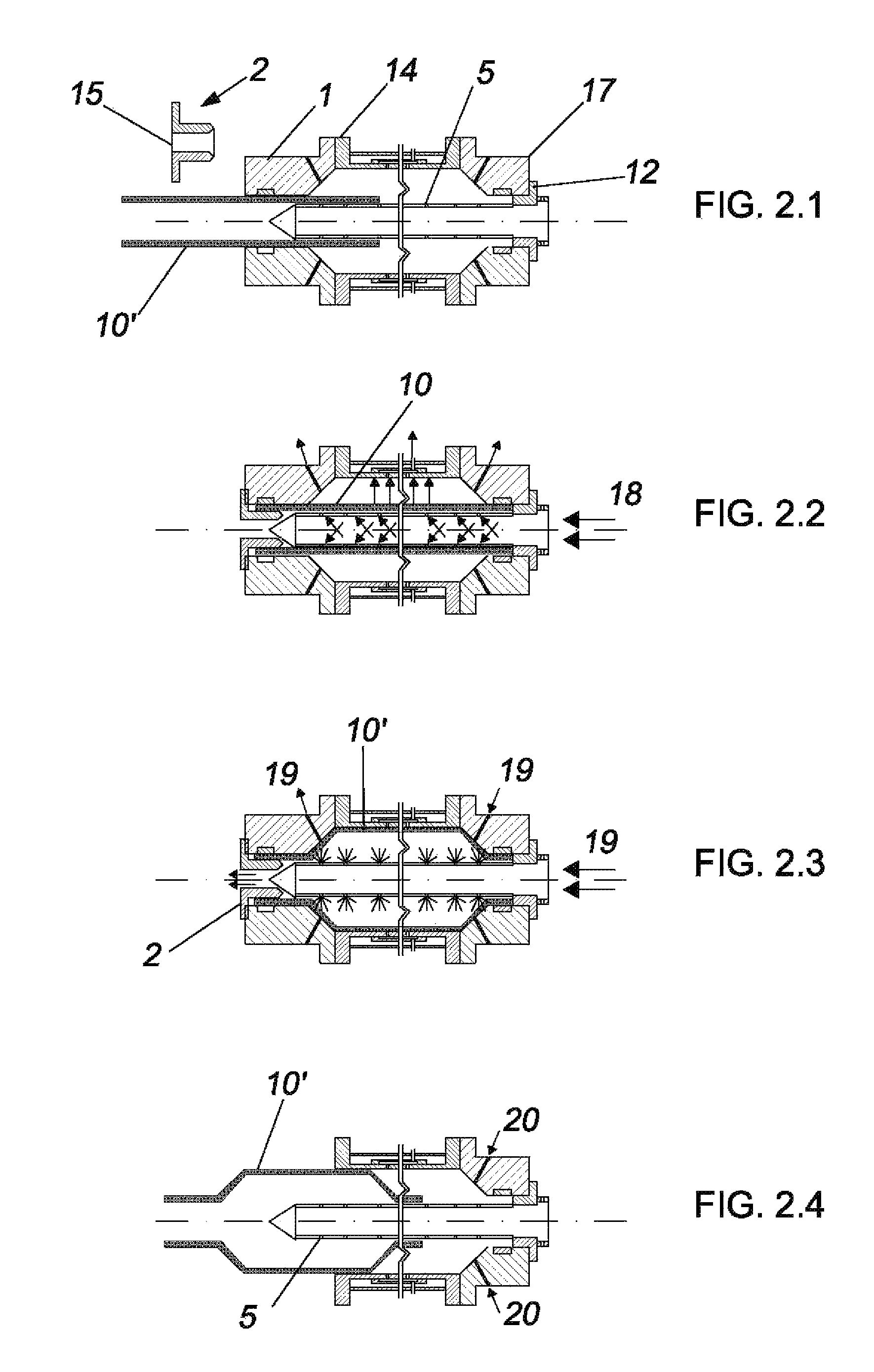 Equipment and method for production of tubes of molecularly bidirected plastic