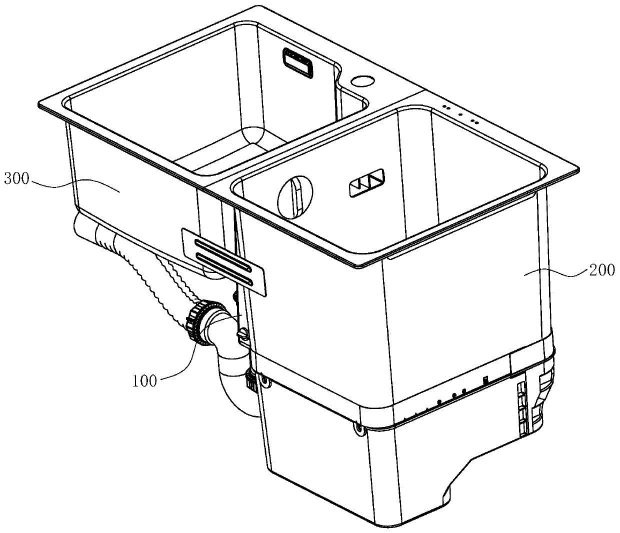 Overflow, exhaust and soft water integrated module