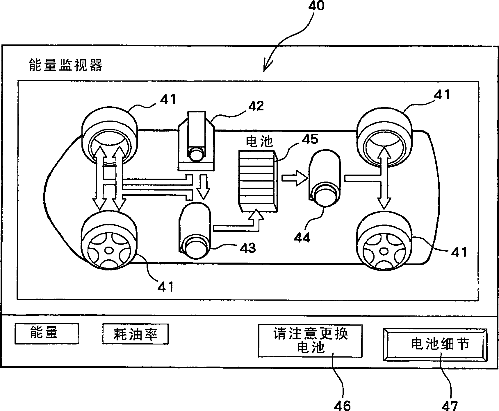 Hybrid vehicle battery information display device