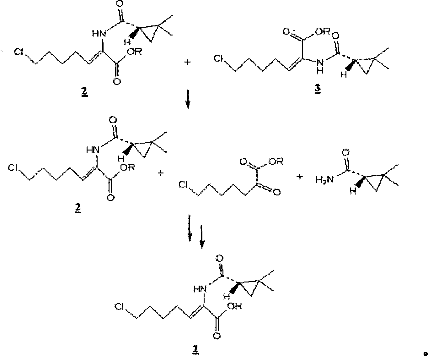 Preparation method for (Z)-7-chloro-((S)-2,2-dimethylcyclopropanecarboxamido)-2-heptenoic acid