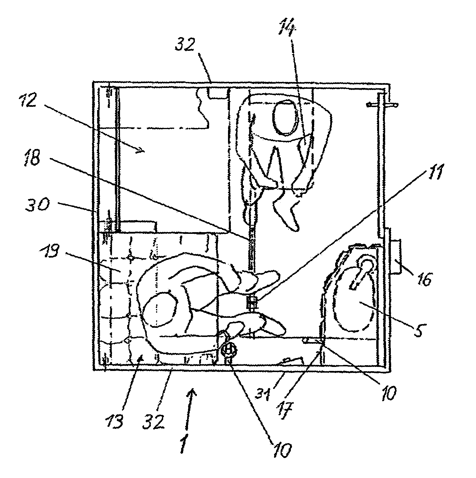 Multipurpose passenger compartment in a cabin of a commercial passenger transport aircraft