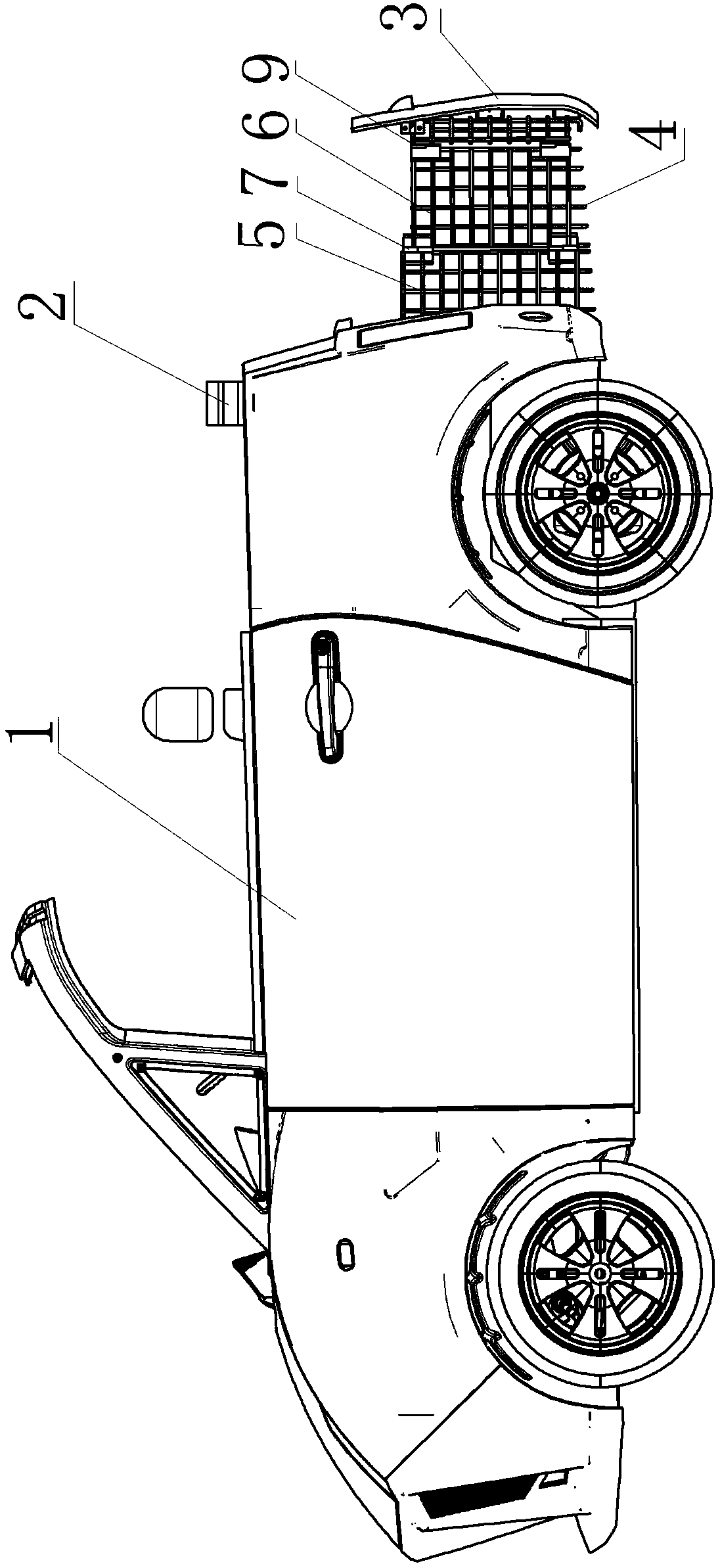 Double-row electric vehicle with telescopic cargo hopper