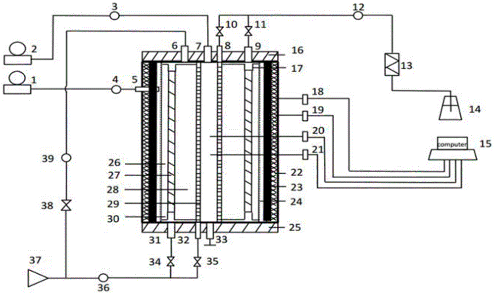 Apparatus and method for testing cementation capability of well cementation first and second interfaces under high-temperature high-pressure conditions