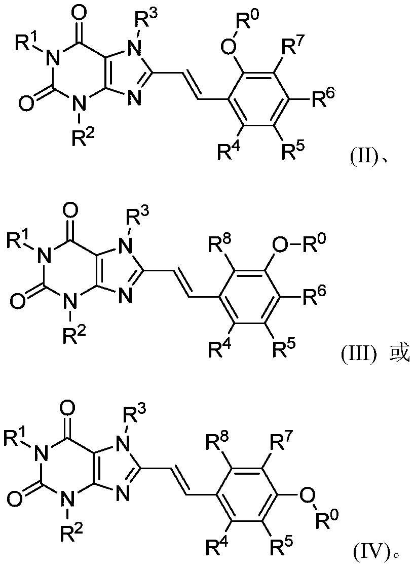 8-substituted styryl xanthine derivative and application thereof