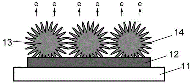 Field emission cathode structure and manufacturing method based on sea urchin type nickel particle template