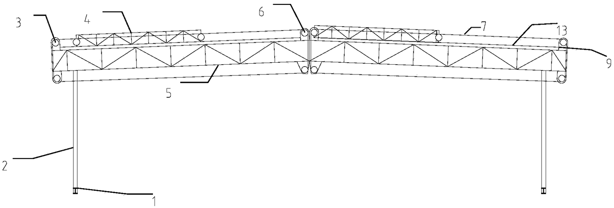 Construction device and construction method of mobile rain shed with openable roof