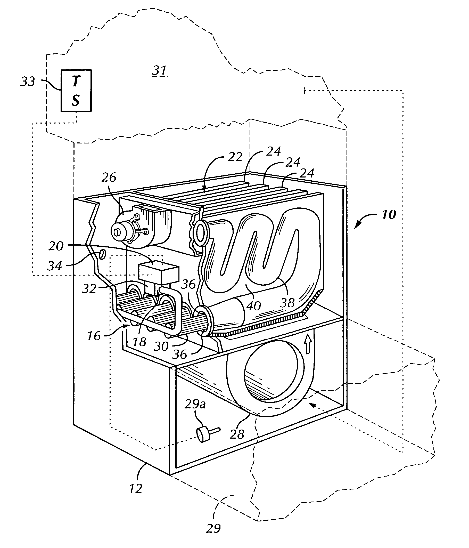 Multistage warm air furnace with single stage thermostat and return air sensor and method of operating same