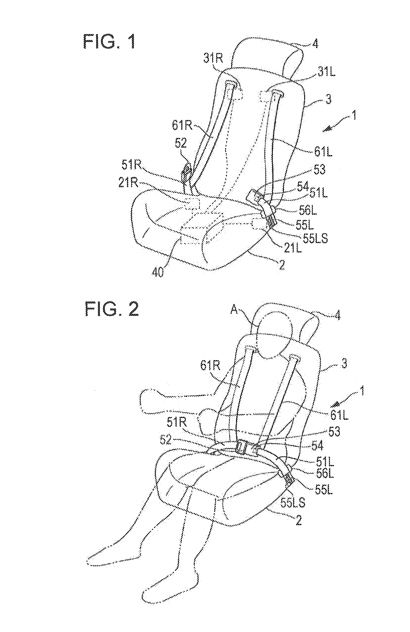 Four-point seat belt device