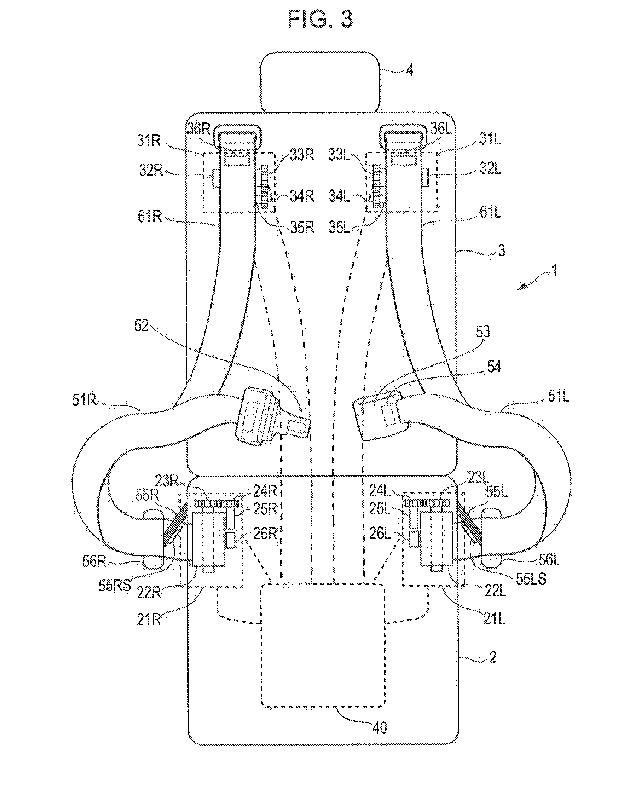 Four-point seat belt device