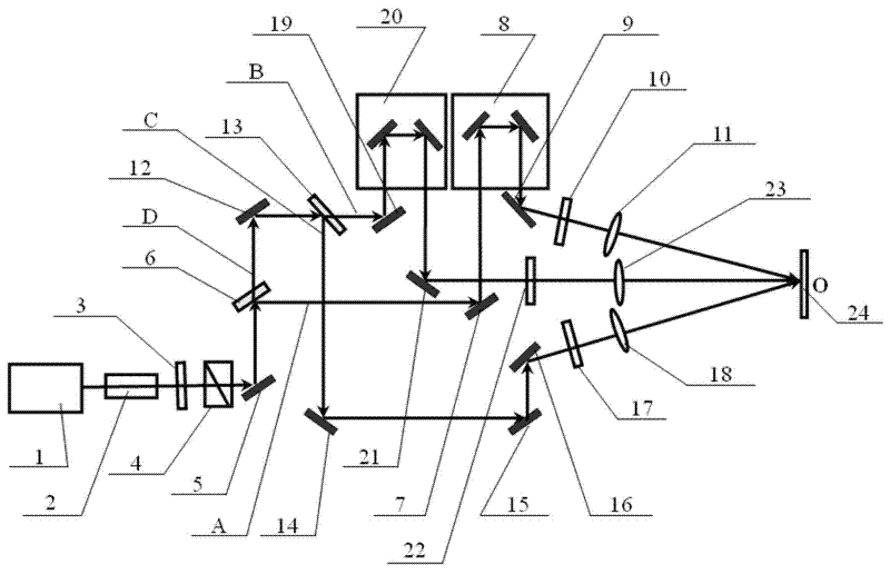 Method and device for preparing micro-nano composite periodic structure with femtosecond laser beam